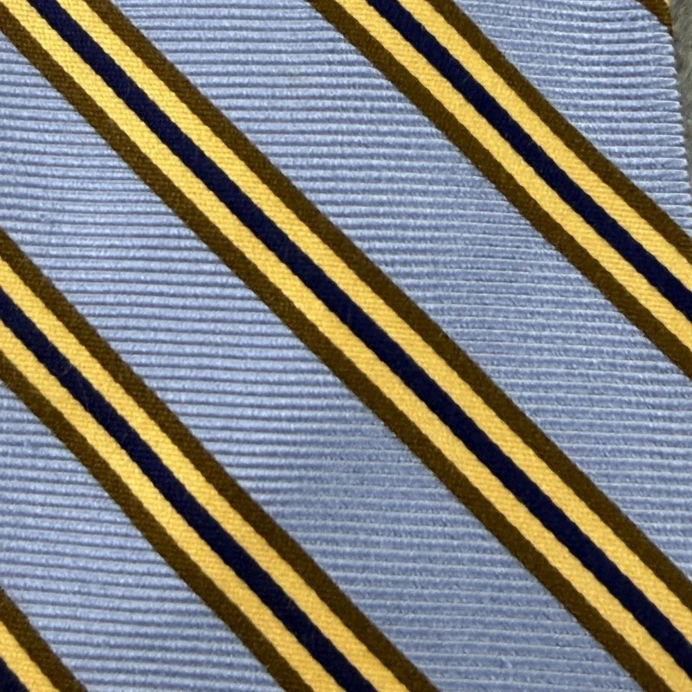 Vintage Brooks Brothers Makers Silk Tie Blue Gold Regimental Stripe USA 59x3.6